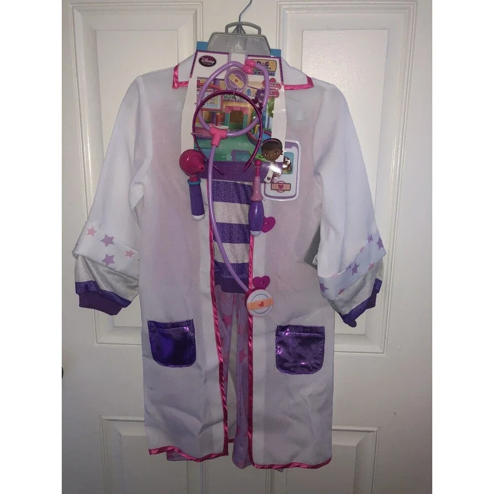 Disney Store Doc McStuffins Costume Kids Scrubs, Headband Stethoscope Size 7/8